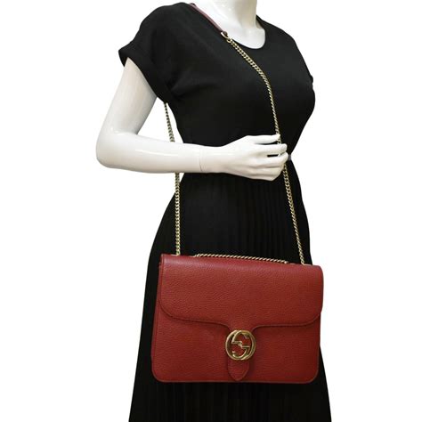 gucci 510303|Gucci Interlocking GG Calfskin Leather Shoulder Bag .